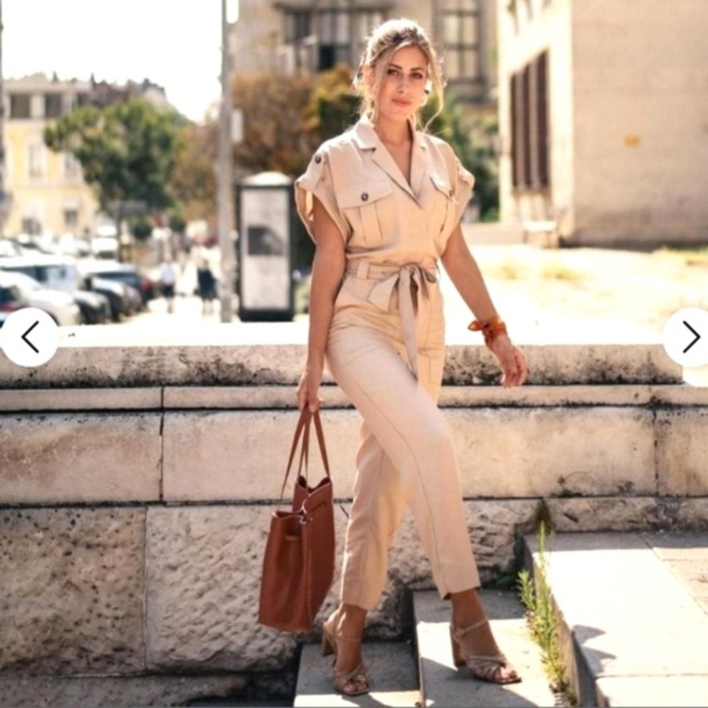 H&M Pants & Jumpsuits | H&M Utility Safari Jumpsuit | Color: Beige | Size: 6